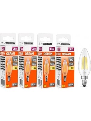 Nacario LED Filament Mum Ampul E14 4W 470 Lümen 2700K Sarı Işık 40W Eşdeğeri Şeffaf Cam Dim Edilemez