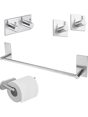 Nacario Deltahome Paslanmaz Çelik Set 40CM Havluluk - Tuvalet Kağıdı Askılığı - Askılık Bornozluk - Kend