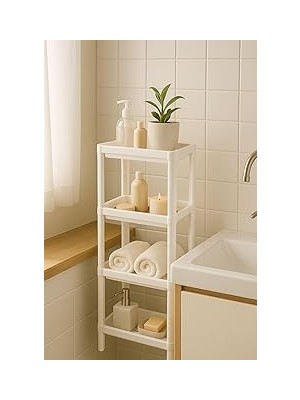Nacario Sas Haus Flex 4 Katlı Beyaz Çok Amaçlı Raf Ünitesi – Banyo Mutfak Düzenleyici Raf & Or