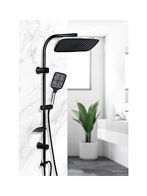 Nacario Robot Tepe Duş Seti Takımı Shower Yağmurlama Kare Banyo Masaj Duş Başlığı Sistemi Siyah