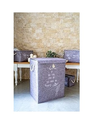 Nacario Pazar Kapısı Keçe Çok Amaçlı Kapaklı Düzenleyici Kutu 55 x 41 x 30 cm (Mega, Gri)