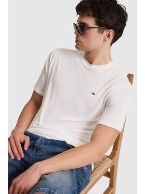 U.S. Polo Assn. Erkek Ekru Regular Fit Bisiklet Yaka Basic Tişört 50322279-VR019
