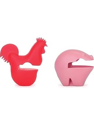 Nacario Fox Run Silikon Tencere Klips Kaşıklık, 5 Cm, Kırmızı/pembe