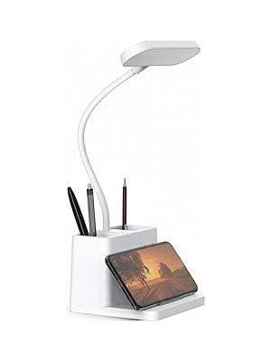 Nacario Busstier USB Şarjlı LED Masa Lambası Kalemlikli Dokunmatik 3 Kademeli Işık Ayarı 360 Derece Dönebil