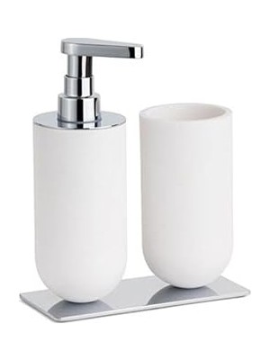 Nacario System 2'li Set Fırçalığı/sıvı Sabunluk Beyaz/krom Renk 206X89X170 mm