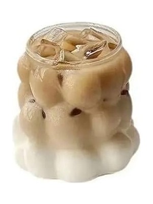 Nacario Borosilikat Cam Üzüm Bubble Şekilli Bardak, 300 Ml, Şeffaf Cam, Makinede Yıkanabilir, Latte Meşr