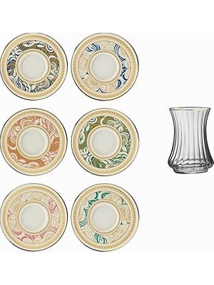 Nacario Sandro Moreno 1453 Şal Optik 12 Parça Altı Kişilik Çay Seti 110 ml