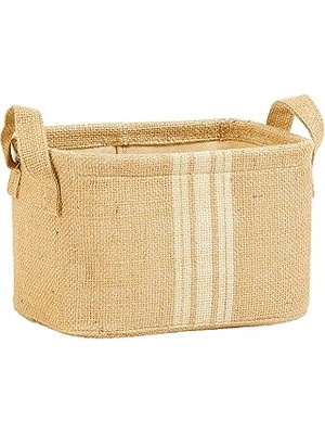 Nacario Textile Çizgili Jüt Sepet 24 x 17 x 14 cm