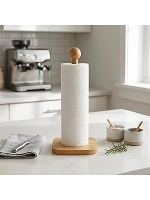 Nacario DECONOX%100 Doğal Bambu Kare Kağıt Havluluk - Minimalist Dik Ahşap Havlu Standı (12X28 Cm, 1 Adet)