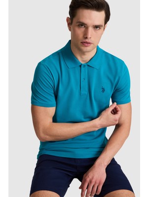 U.S. Polo Assn. Erkek Petrol Slim Fit Polo Yaka Basic Tişört 50322347-VR102