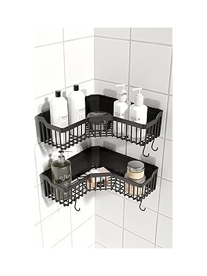 Nacario Banyor Köşelik Yapışkanlı Banyo Rafı, 2'li Banyo Düzenleyici, Duş Rafı Organizer Şampuanlı