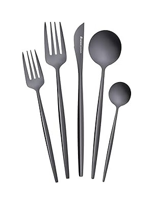Nacario Orion Black 30 Parça 6 Kişilik Çatal Kaşık Seti