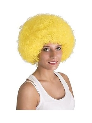 Nacario Sarı Renk Kıvırcık Afro Bonus Peruk (5440)