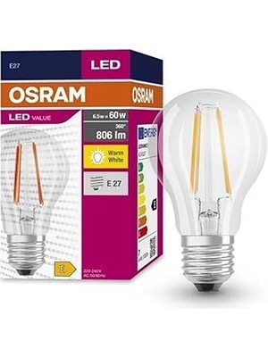 Nacario LED Value 6,5W (60W) Rustik LED Ampul 2700 Kelvin -Sarı
