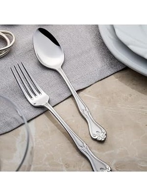 Nacario Lalezar 60 Parça Sade Çatal Kaşık Seti 12 Kişilik Bıçaksız Set