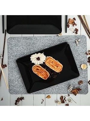 Nacario Keramika Siyah Siera Kayık Tabak 31 cm 2 Adet