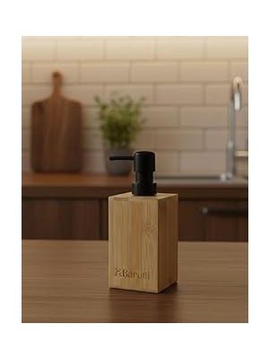 Nacario Barotti Bambu Sıvı Sabunluk, Dikdörtgen Tasarım, Siyah Pompalı, Banyo Mutfak Için Doğal Bambu Sa