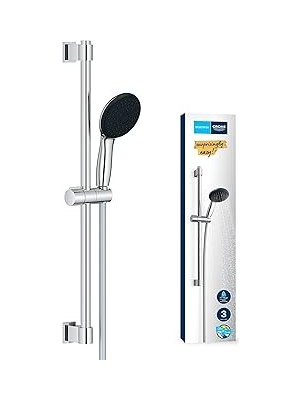 Nacario Grohe Vitalio Start 110 Sürgülü Duş Seti, 110MM Yuvarlak 3 Akışlı El Duşu, 600MM Sürgülü Ray, 1750M
