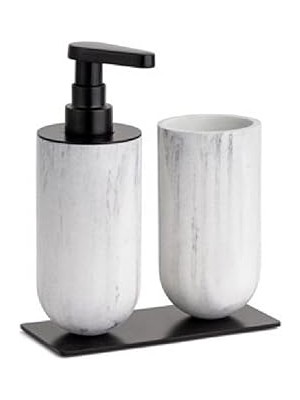Nacario System Fırçalığı/sıvı Sabunluk Mermer Deseni/siyah Renk 206X89X170 mm