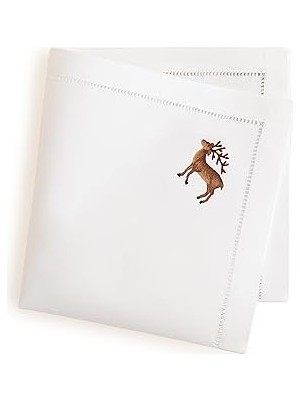 Nacario Deer Nakıslı Peçete 40X40 cm Beyaz