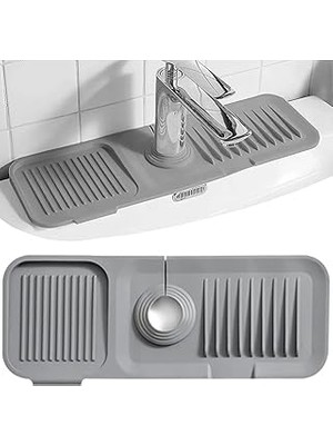 Nacario Elastik Musluk Matı Su Tutucu Düzenleyici Kaydırmaz Taban Organizer Mutfak Banyo Lavabo, Antrasit