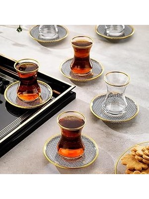 Nacario Schafer Tommy 6 Lı Cam Çay Seti 12 Parça-Siyah