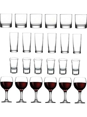Nacario Pasabahce Paşabahçe 24 Parça Istanbul Viski Rakı Shot Şarap Bardağı Seti