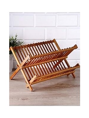Nacario Bambu Ahşap Katlanır Tabaklık Katlanabilir Bulaşıklık