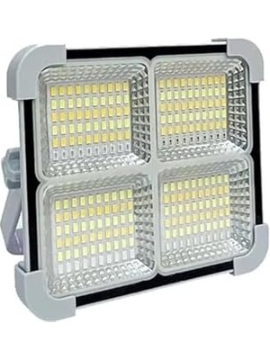 Nacario Seyyar Solar LED Projektör Gri Renk Cata 200W Güneş Enerjili Portatif LED Işık Taşınabilir Sokak Ay