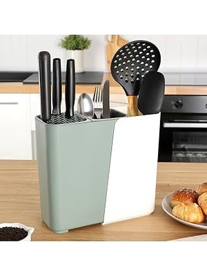 Nacario Ayarlanabilir Sürgülü Kaşıklık Bıçaklık Organizer,2-3 Bölmeli Tezgah Üstü Stand (Yeşi̇l)