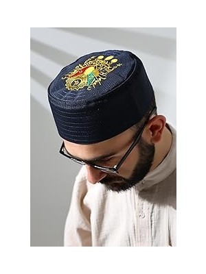 Nacario Osmanlı Arma Desenli Kalıp Kumaş Takke Lacivert Lacivert 59