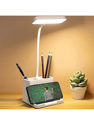 Nacario Telvesse Şarjlı Masa Lambası Dokunmatik Sıcak Renk Ayarlı Telefon Standlı Dimmer Çalışma Okuma Işığ