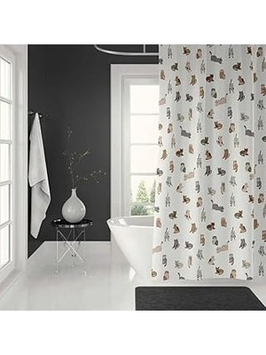 Nacario Banyo Perdesi 2X120X200 Çift Kanat Duş Perdesi Halka Hediyeli 7183