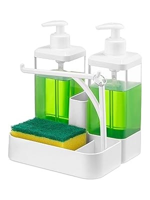 Nacario Iki̇li̇ Sivi Sabunluk Seti̇ - Yüzük Bez Askılı Sünger Hazneli 2X350 ml 2li Sıvı Sabunluk