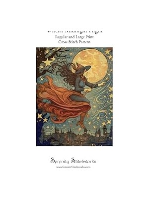 Nacario Independently Published Witch's Midnight Flight Cross Stitch Pattern: Regular And Large Print Cross