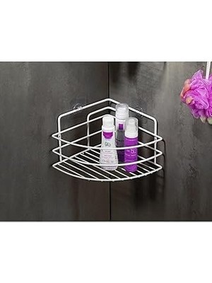 Nacario Sas Haus Paslanmaz Yapışkanlı Banyo Köşeliği Düzenleyici Şampuanlık Duş Rafı Beyaz Tk-01