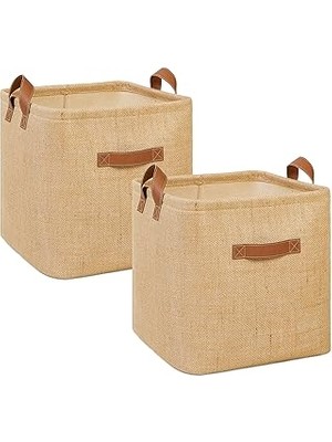 Nacario Textie 2'li Jüt Sepet Set 30 x 30 x 30 cm