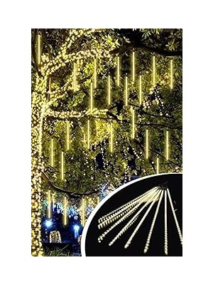 Nacario Meteor LED Işık Seti, Sarı Renk, USB Güç Kaynağı, 9'lu Plastik Tüp, Asmalı Dekoratif Bahçe