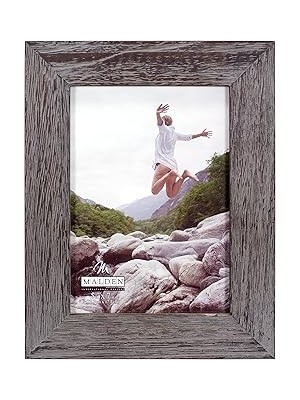 Nacario Malden International Designs Rustikal Breit Linear Graywash Holz Bilderrahmen, 5 x 7, Grau