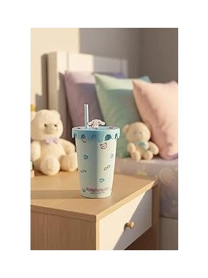 Nacario Miniso Cinnamoroll Tatlı Fabrikası Dekoratif Seramik Bardak, Kapaklı Pipetli, 400 Ml, 2