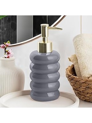 Nacario Porsima 3204 Seramik Sıvı Sabunluk - Tezgah Üstü Banyo Mutfak Lavabo Sabunluğu - 275 cc Antrasit