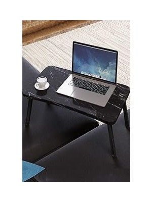Nacario Intergo-Renkli Laptop Sehpası Katlanabilir Yatak Koltuk Üstü Kahvaltı Bilgisayar Sehpası (Siyah Mer