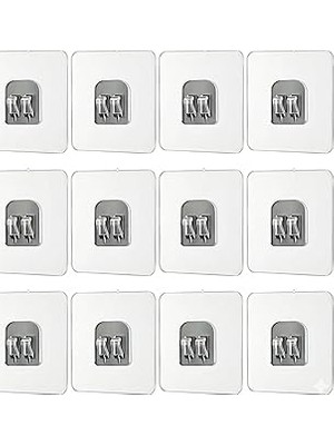 Nacario Şeffaf Yapışkanlı Askı Kanca - Güçlü Tutuşlu Banyo Mutfak Duvar Askısı, Delme Gerektirmeyen Çok