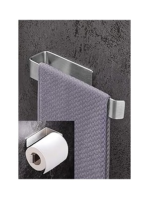 Nacario Deltahome Paslanmaz Çelik Havluluk Tuvalet Kağıdı Askısı Set Inox Kendinden Yapışkanlı Modern Tasarım