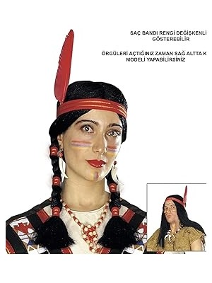 Nacario Tüylü Örgülü Hint Kızılderili Peruğu, Tek Ebat, SMR-E149AVNMUSTRAN, Siyah
