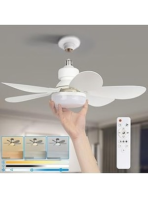 Nacario Torch LED Ampül Pervane 3 Işık Modlu, Pervaneli, Kumandalı Serinleten LED Ampul, 30 Watt Tavan Vant
