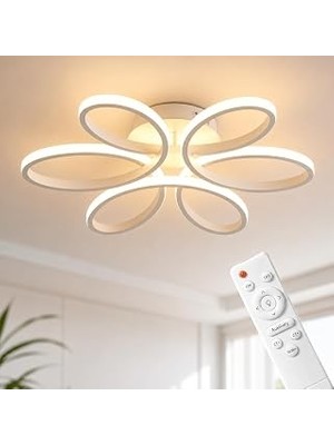 Nacario Nipul Beyaz Plafonyer Avize, Kumandalı 3 Renk Led, 53 Cm, 35-40 M² Aydınlatma, Dimmer Özelli