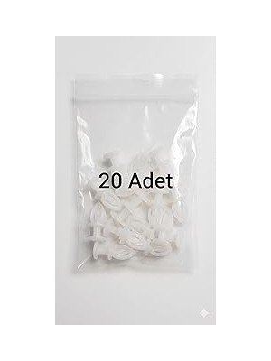 Nacario Geçmeli Perde Ruleti, Beyaz, Plastik, Perde Askısı +A Kalite (20 Adet)