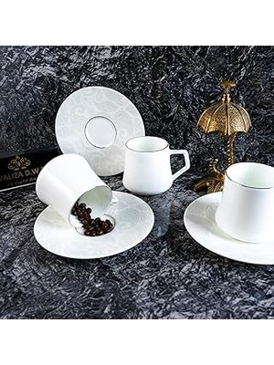 Nacario Evaliza Paisley White 6 Kişilik Çay Fincan Takımı 180 ml