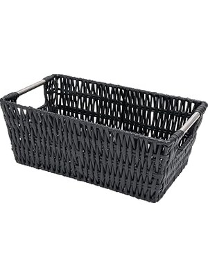 Nacario (Black) - Whitmor Rattique Small Shelf Tote, Black